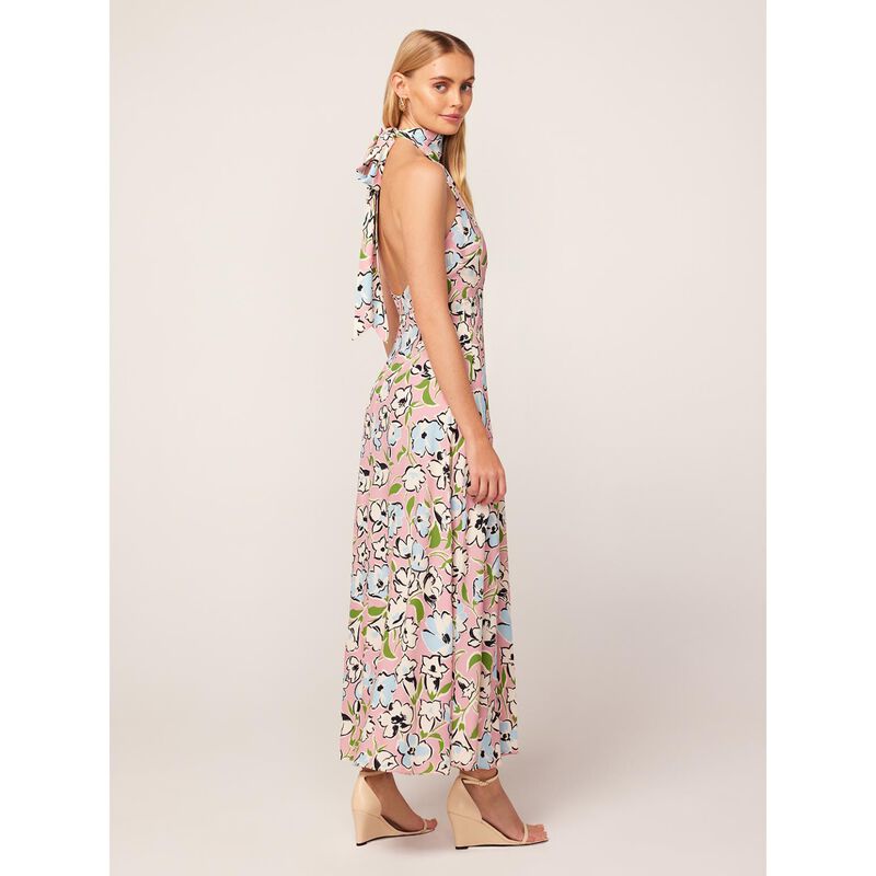 KITRI Dakota Pink Floral Print Halterneck Maxi Dress image number 1